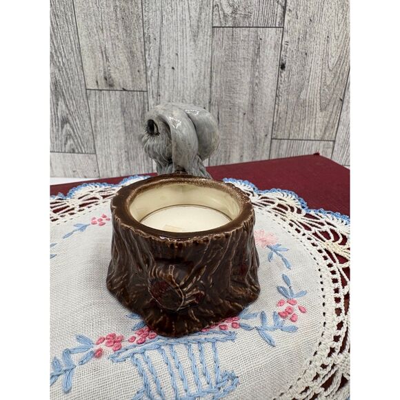 Darling Vintage Ceramic Rabbit and Tree Stump Candle Holder - Picture 3 of 6